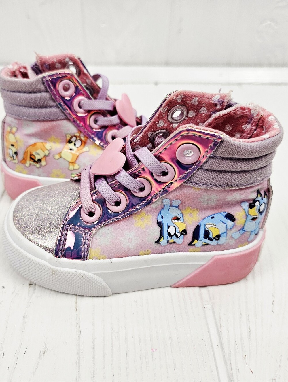 Ground Up Bluey and Bingo Little Girls High Top Slip On